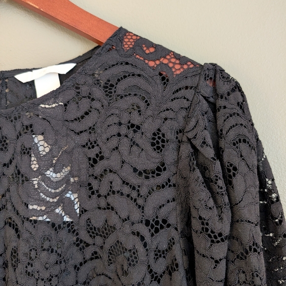 H&M Lace Puff Sleeve Peplum Top NWT Size Large - Picture 3 of 9